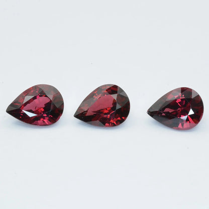 pierre taillée Lot de 3 Grenat Rhodolite Poire 5,48ct